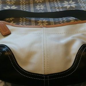 Coach Satchel Bag Black White Leather